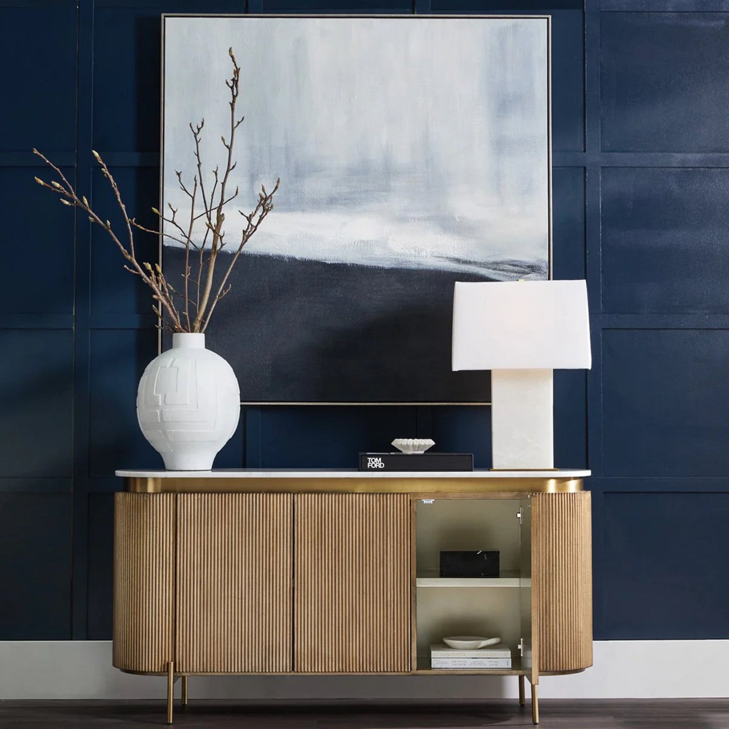 Demarco Curved Metallic Buffet Table Buffet Table Cafe Lighting & Living