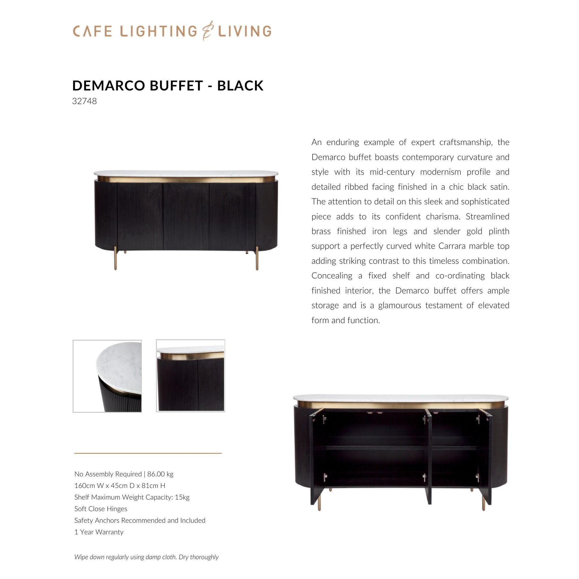 Demarco Curved Metallic Buffet Table Buffet Table Cafe Lighting & Living