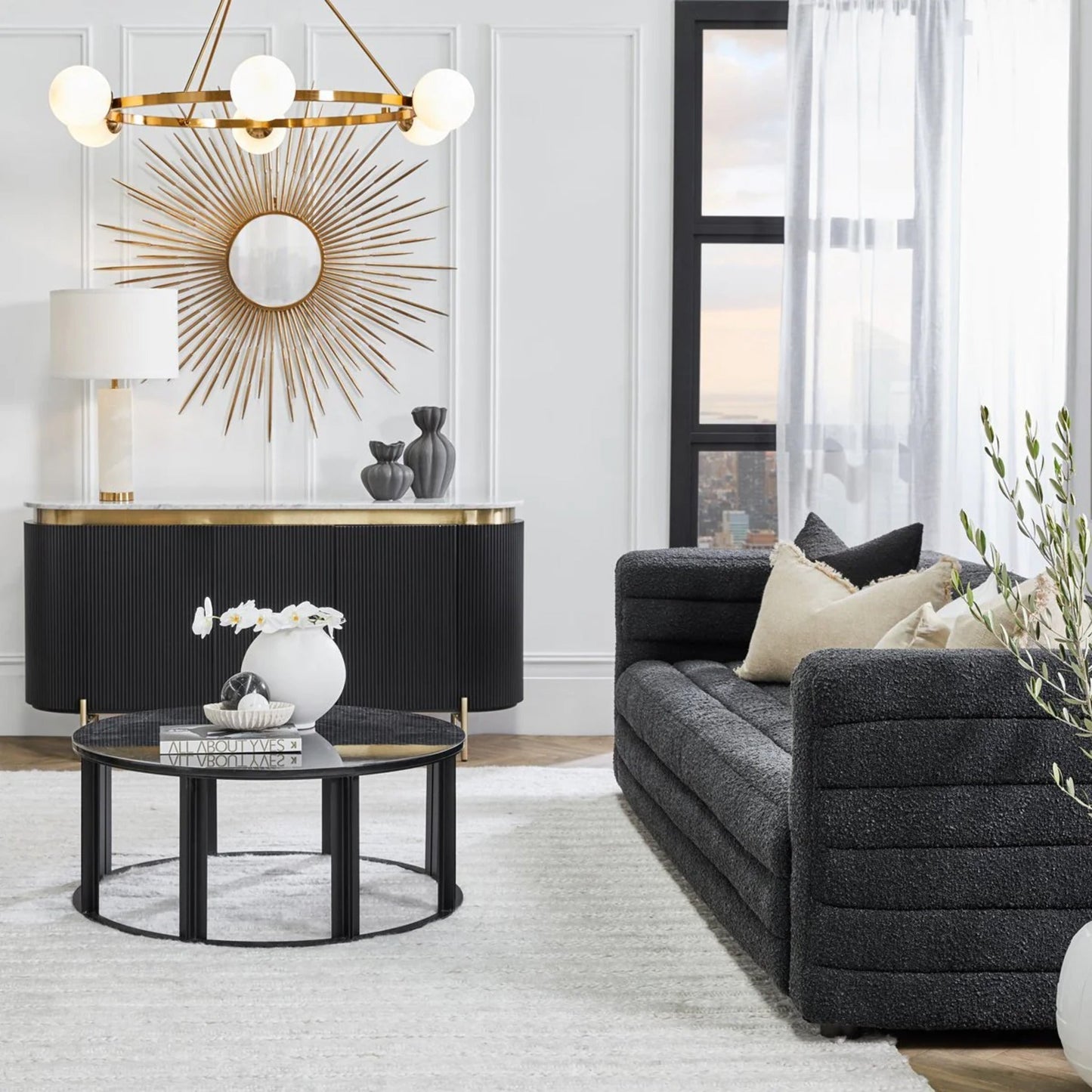 Demarco Curved Metallic Buffet Table Buffet Table Cafe Lighting & Living