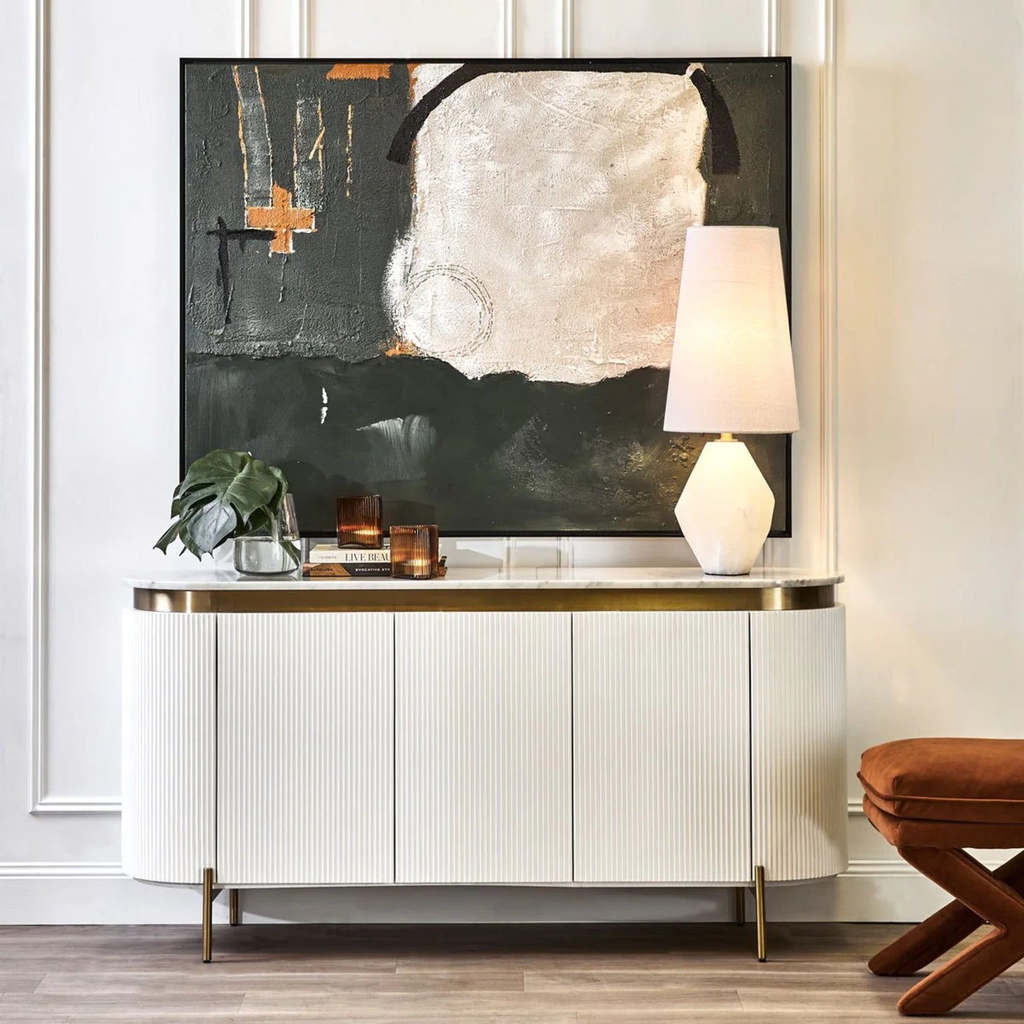 Demarco Curved Metallic Buffet Table Buffet Table Cafe Lighting & Living