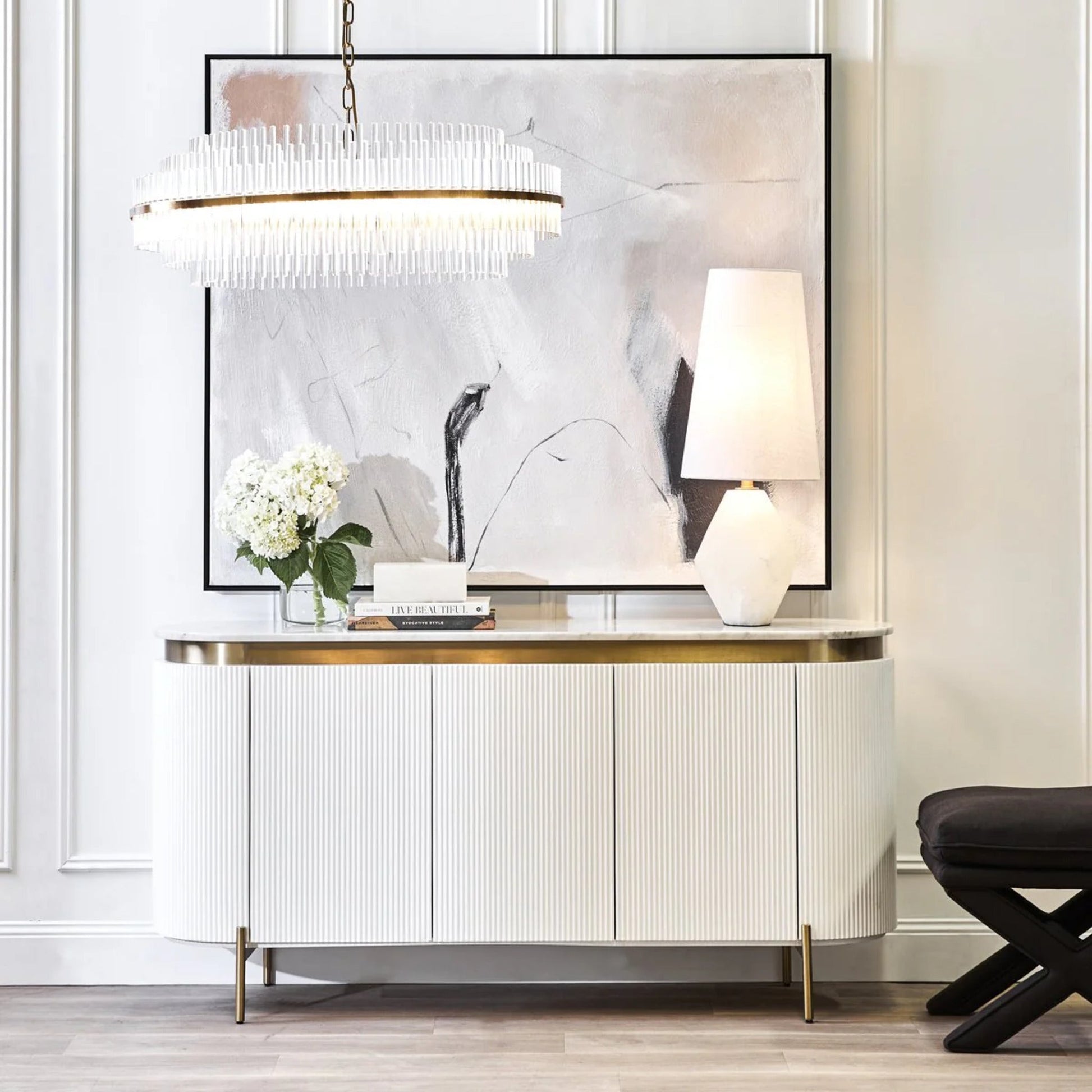 Demarco Curved Metallic Buffet Table Buffet Table Cafe Lighting & Living