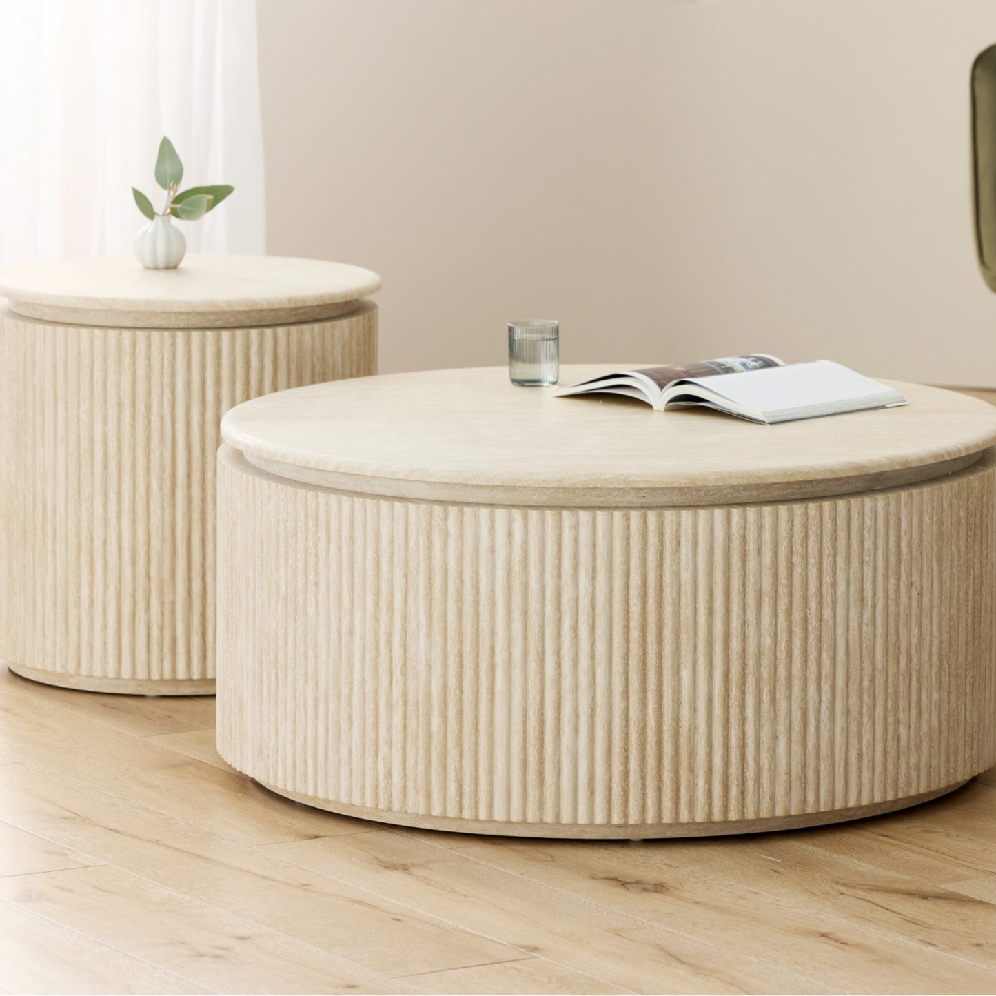 Empire Round Coffee Table - Travertine
