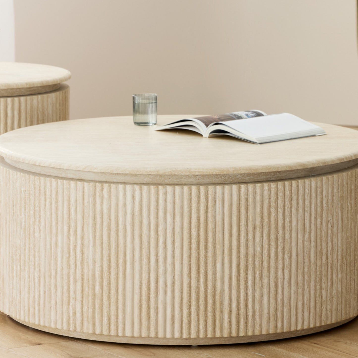 Empire Round Coffee Table - Travertine