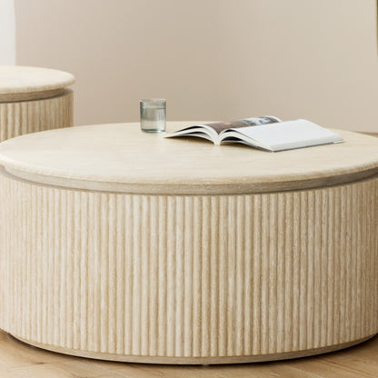 Empire Round Coffee Table - Travertine