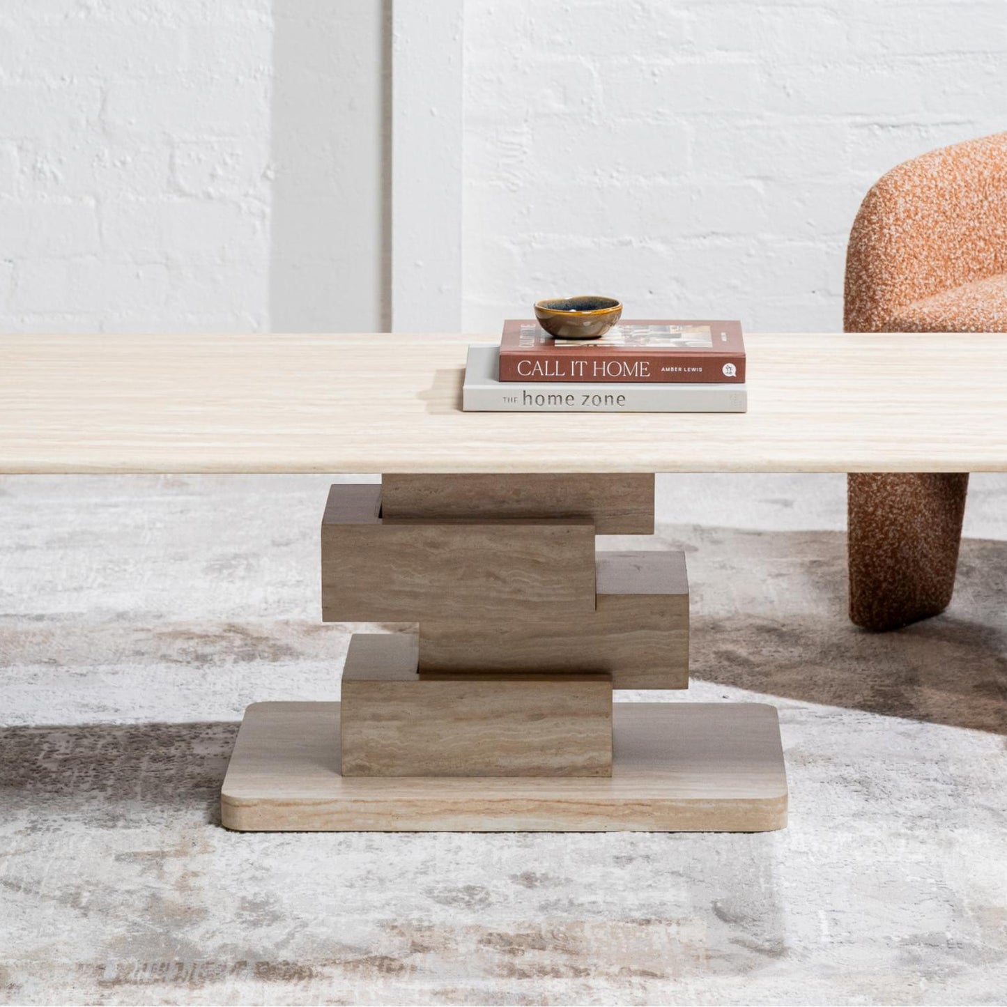 Eros Marble Coffee Table - White Travertine