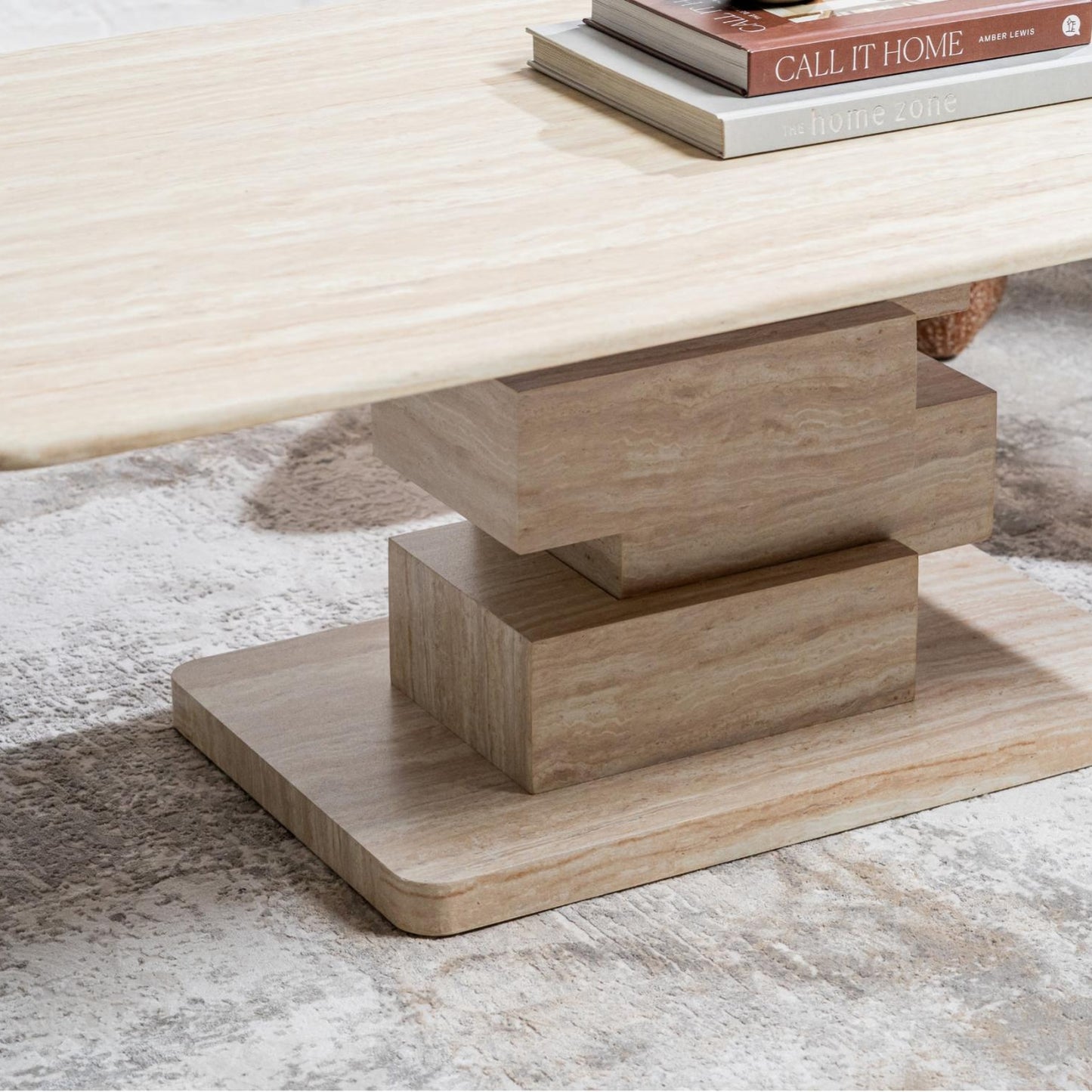 Eros Marble Coffee Table - White Travertine