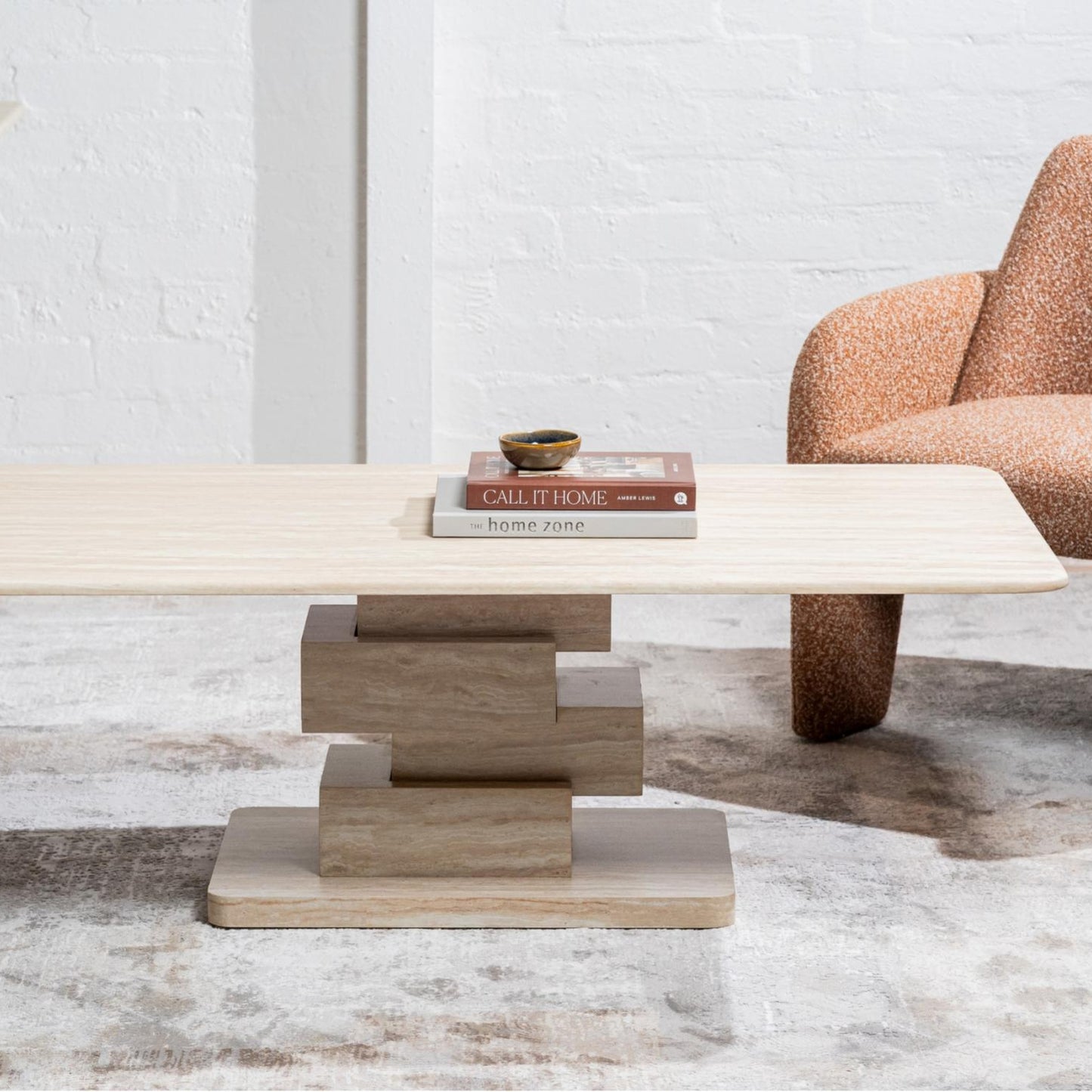 Eros Marble Coffee Table - White Travertine