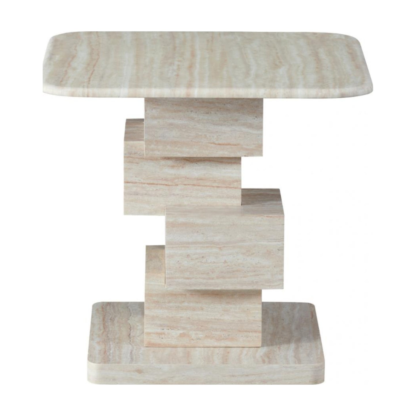 Eros Marble Side Table - White Travertine