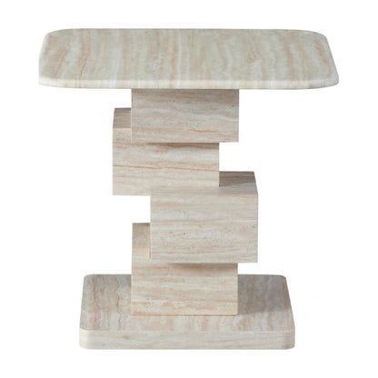 Eros Marble Side Table - White Travertine