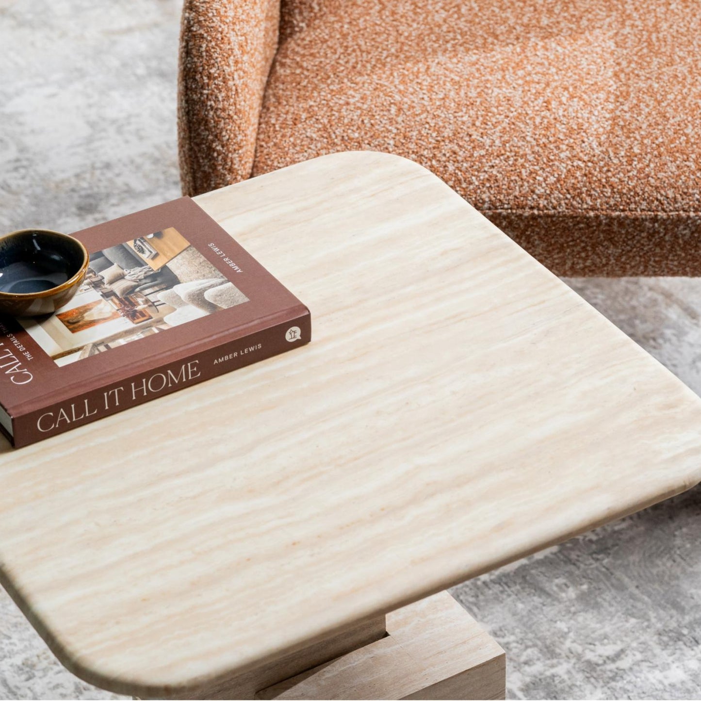 Eros Marble Side Table - White Travertine