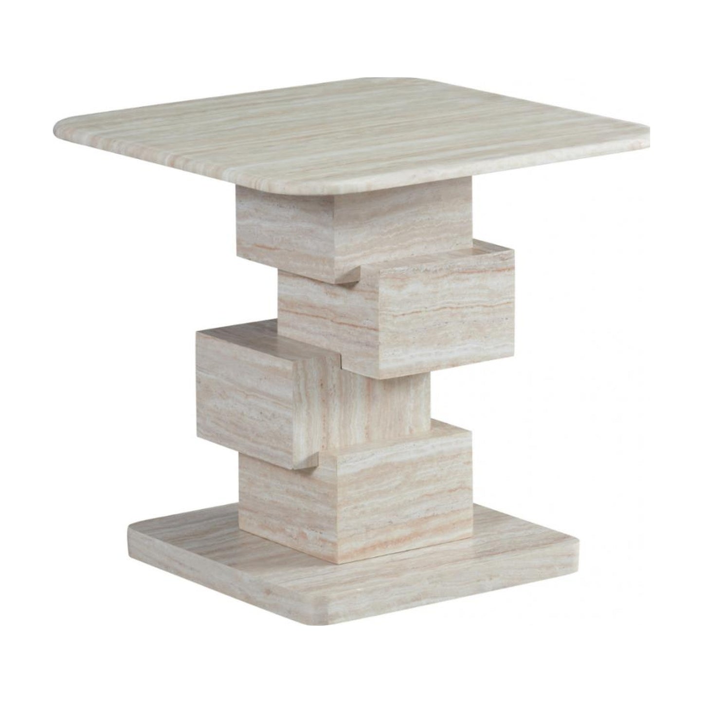 Eros Marble Side Table - White Travertine