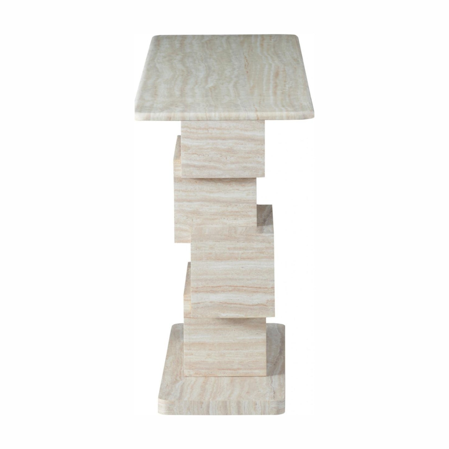 Eros Sculptural Console Table - White Travertine