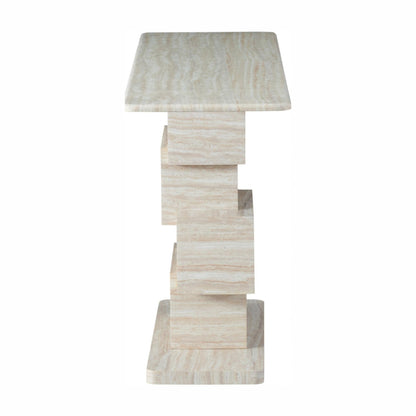 Eros Sculptural Console Table - White Travertine