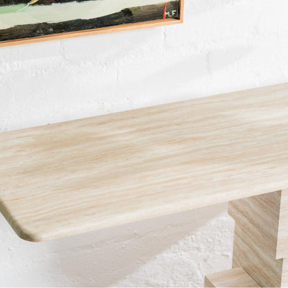 Eros Sculptural Console Table - White Travertine