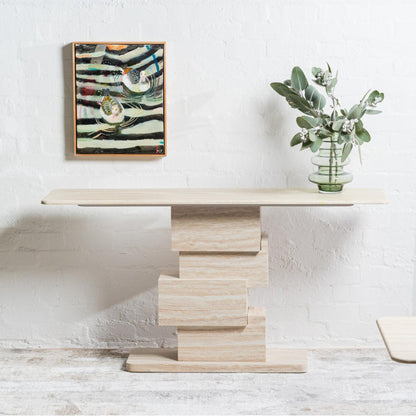 Eros Sculptural Console Table - White Travertine