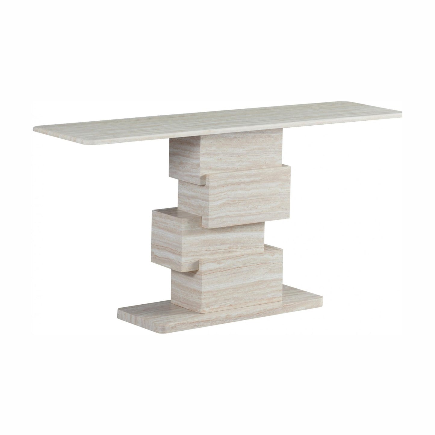 Eros Sculptural Console Table - White Travertine