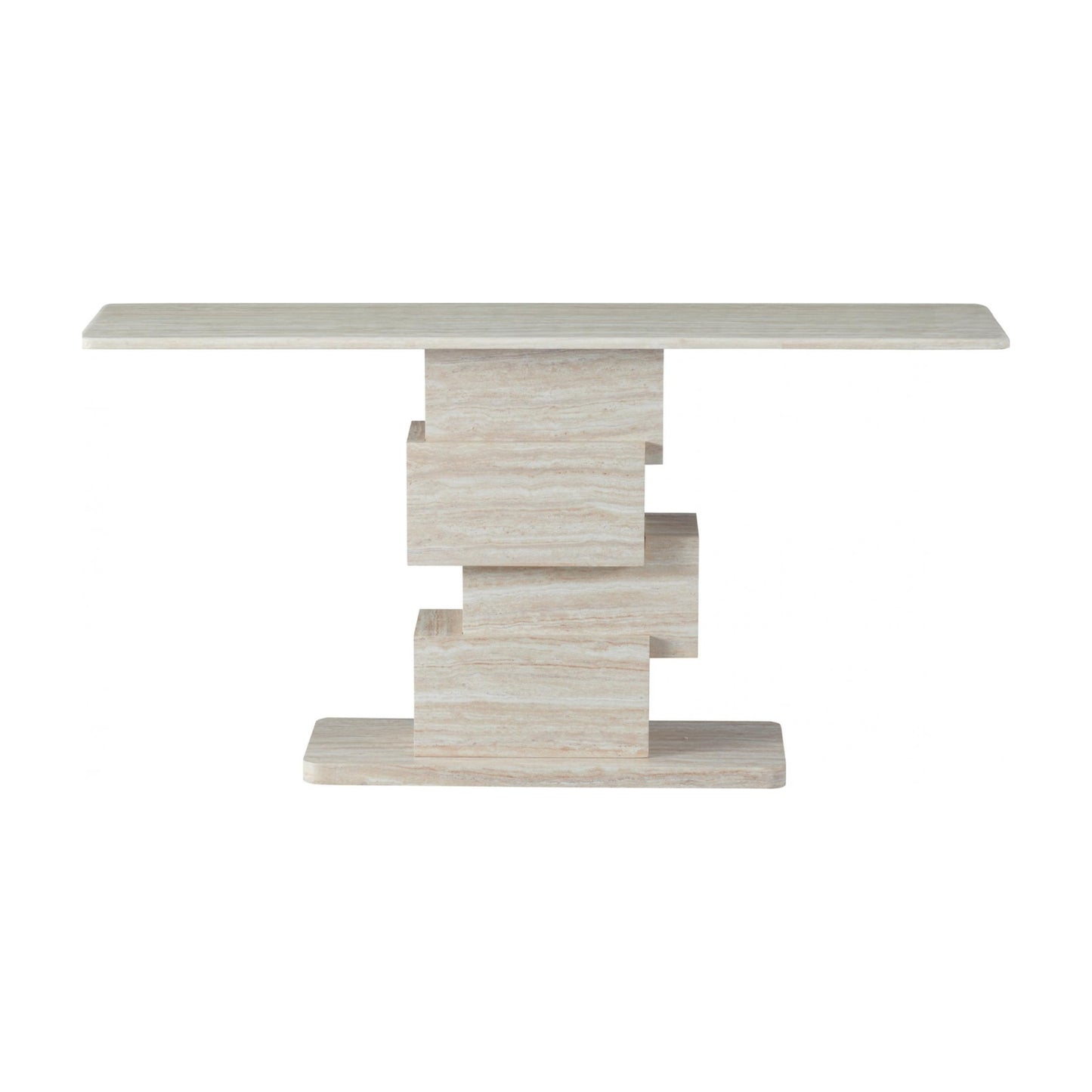 Eros Sculptural Console Table - White Travertine
