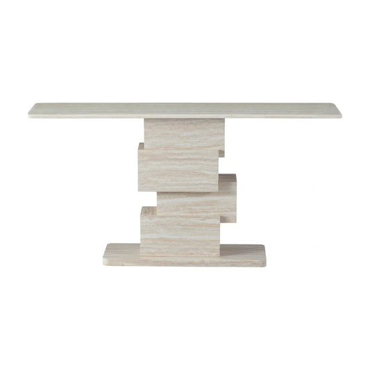Eros Sculptural Console Table - White Travertine