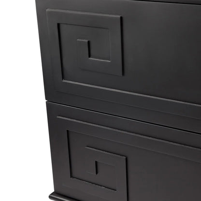 Greek Key Two Drawer Bedside Table - Black Bedside Table Cafe Lighting & Living   