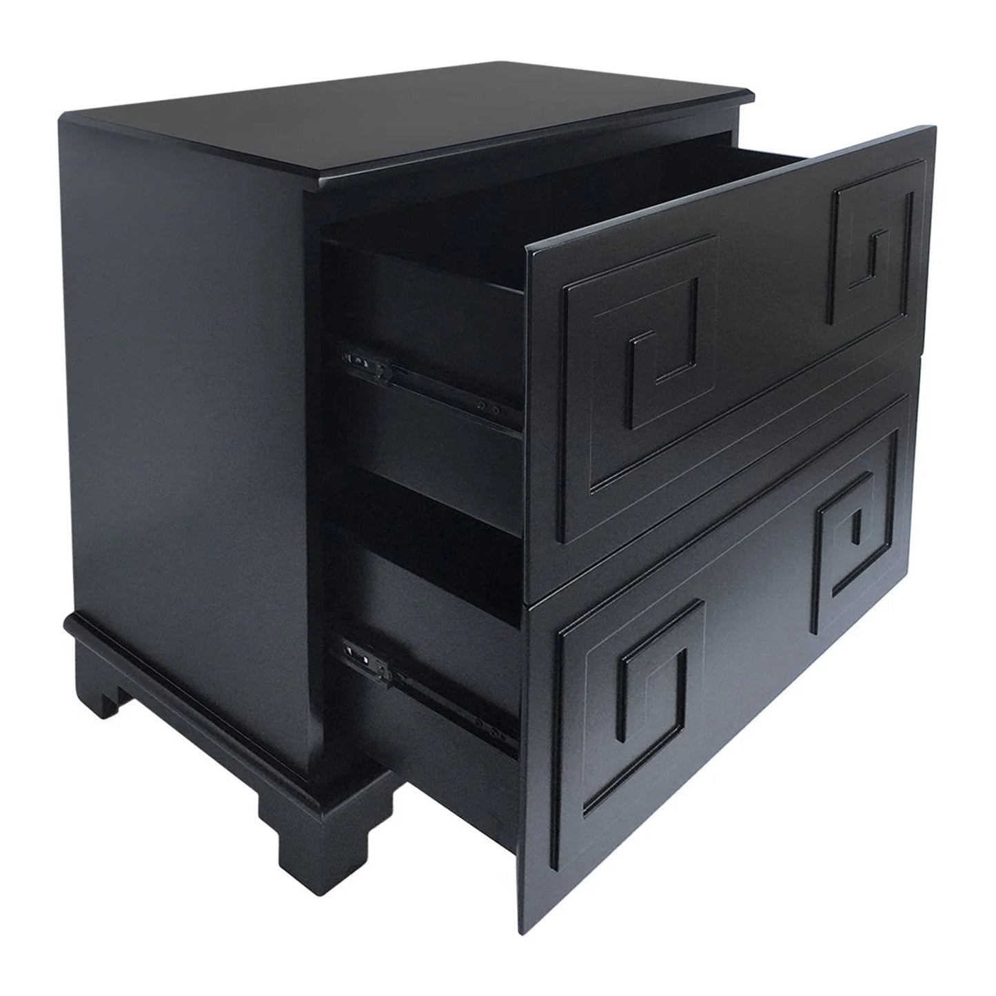 Greek Key Two Drawer Bedside Table - Black Bedside Table Cafe Lighting & Living   