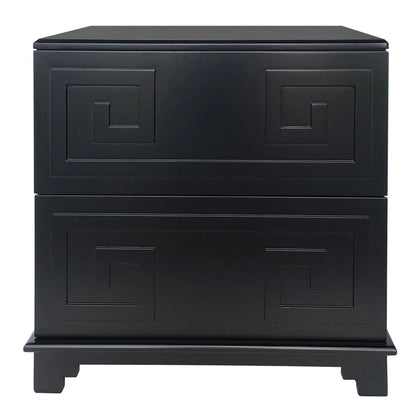 Greek Key Two Drawer Bedside Table - Black Bedside Table Cafe Lighting & Living Black  