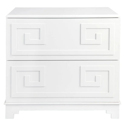 Greek Key Two Drawer Bedside Table - White Bedside Table Cafe Lighting & Living White  