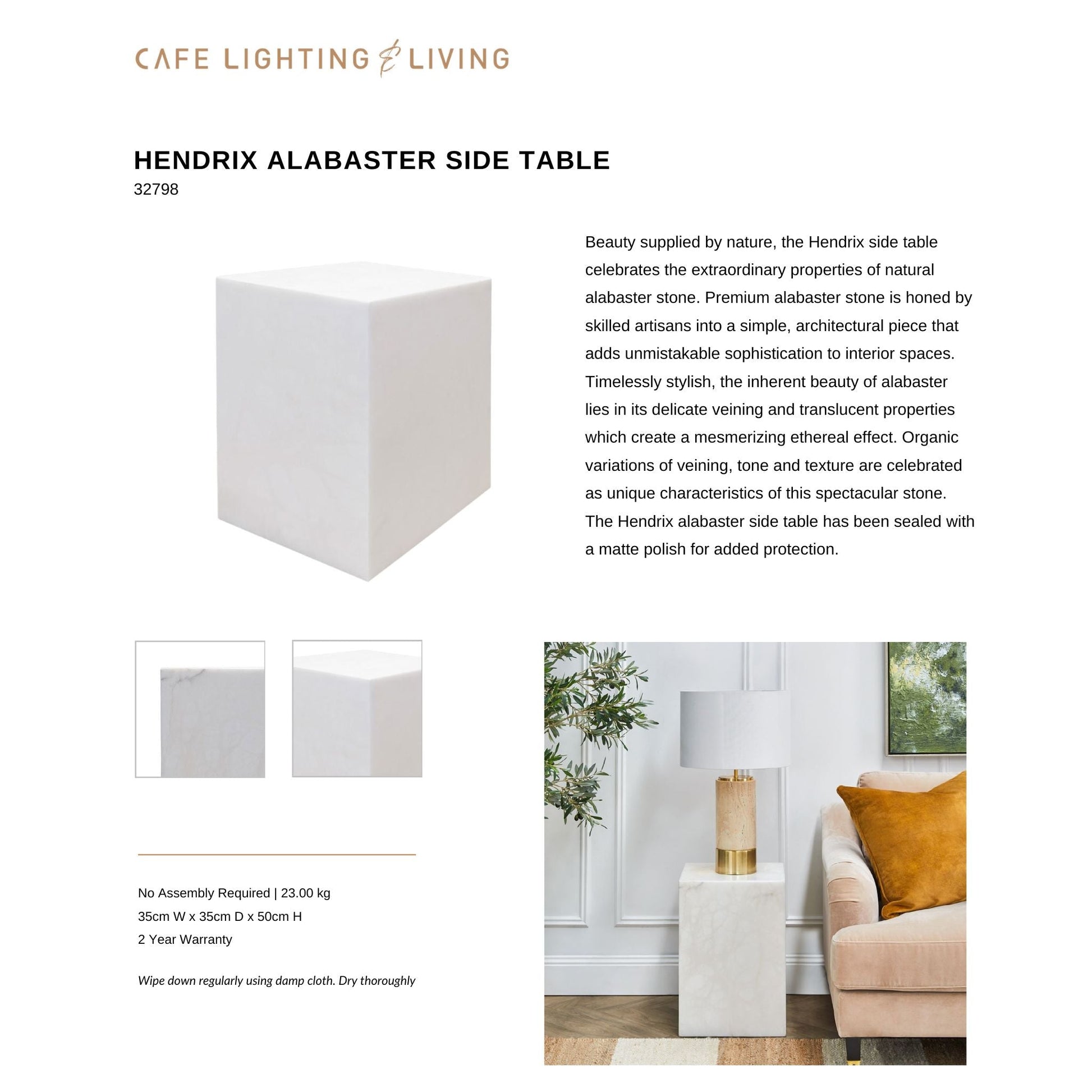 Hendrix Alabaster Side Table Side Table Cafe Lighting & Living