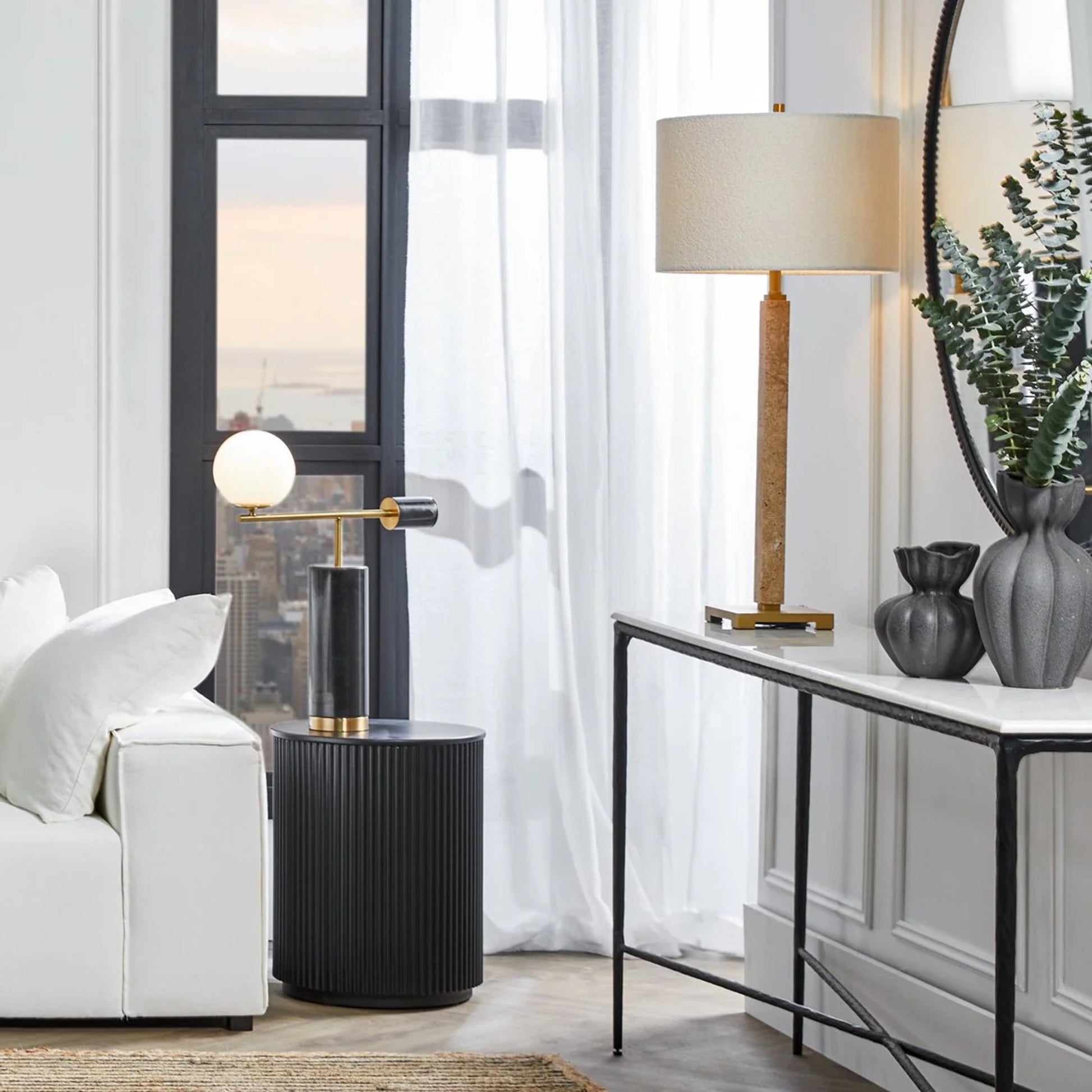 Heston Large Marble Console Table Console Table Cafe Lighting & Living