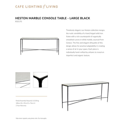 Heston Large Marble Console Table Console Table Cafe Lighting & Living