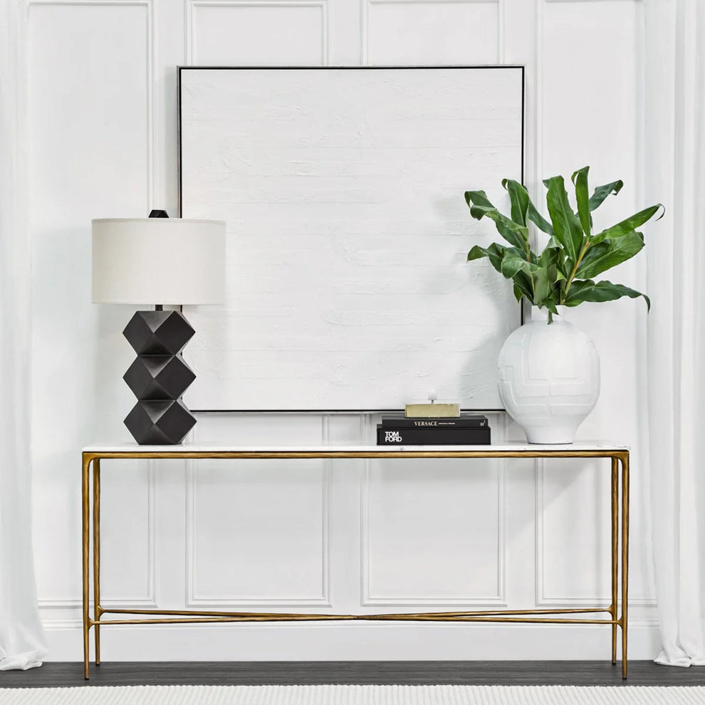 Heston Large Marble Console Table - Brass – Alfresco Collective