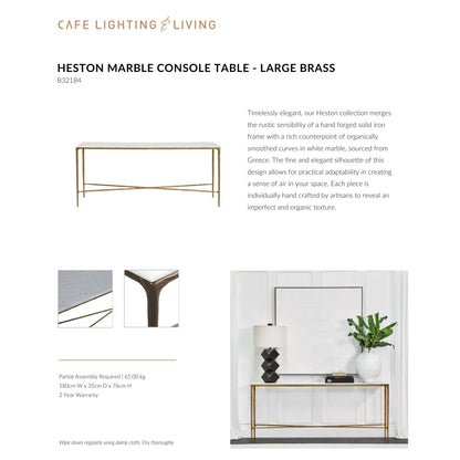 Heston Large Marble Console Table Console Table Cafe Lighting & Living