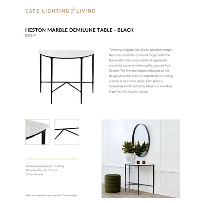Heston Marble Demilune Console Table Console Table Cafe Lighting & Living