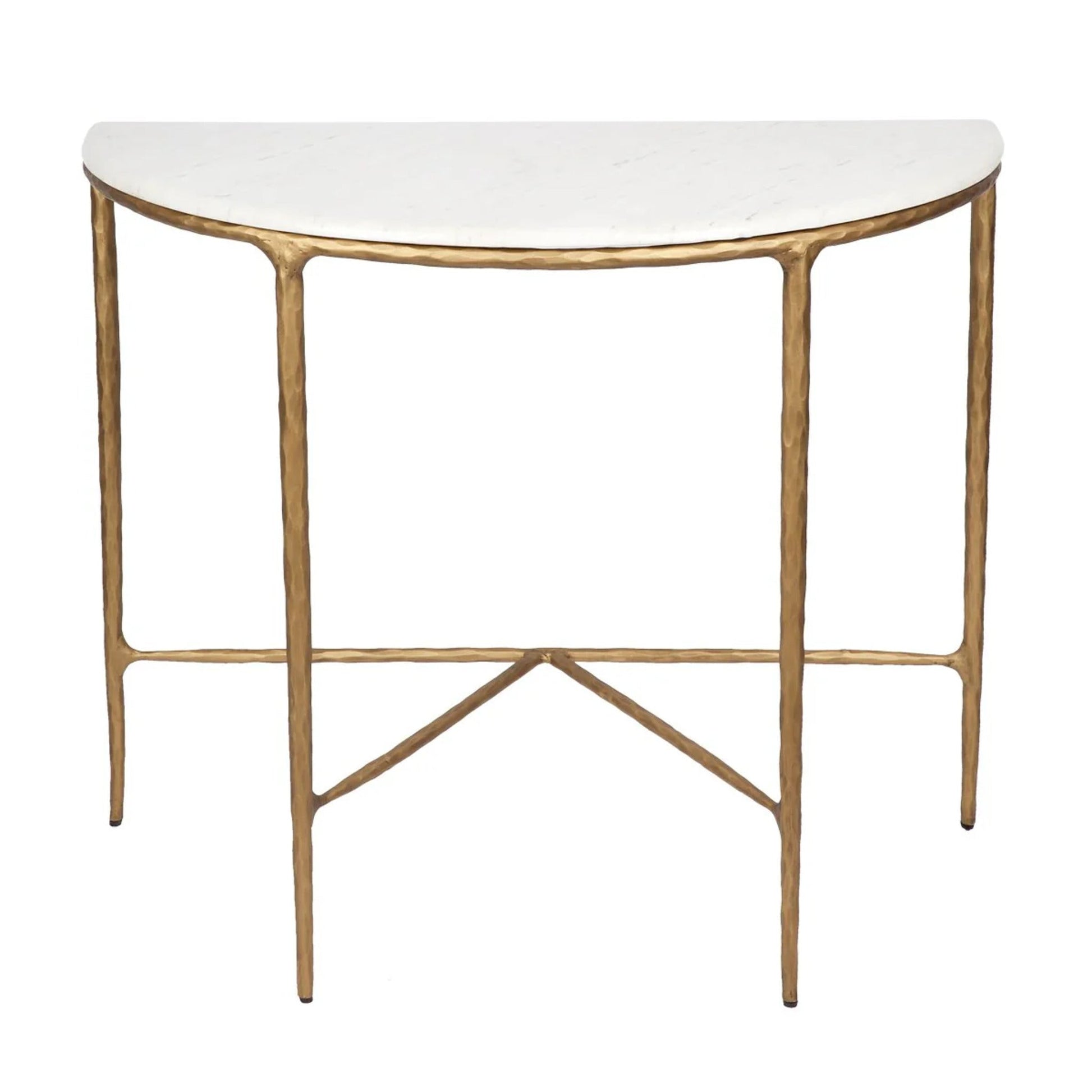 Heston Marble Demilune Console Table Console Table Cafe Lighting & Living Brass