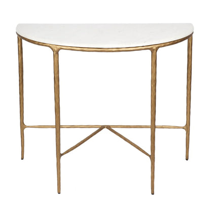 Heston Marble Demilune Console Table Console Table Cafe Lighting & Living Brass