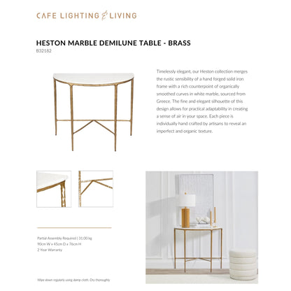 Heston Marble Demilune Console Table Console Table Cafe Lighting & Living