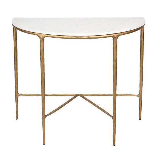 Heston Marble Demilune Console Table Console Table Cafe Lighting & Living Brass