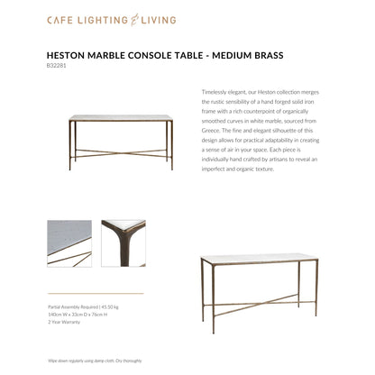 Heston Medium Marble Console Table Console Table Cafe Lighting & Living