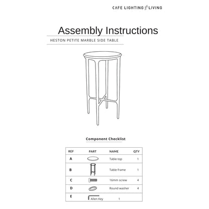 Heston Petite Marble Side Table Side Table Cafe Lighting & Living