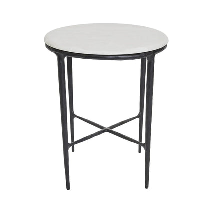 Heston Round Marble Side Table Side Table Cafe Lighting & Living Black