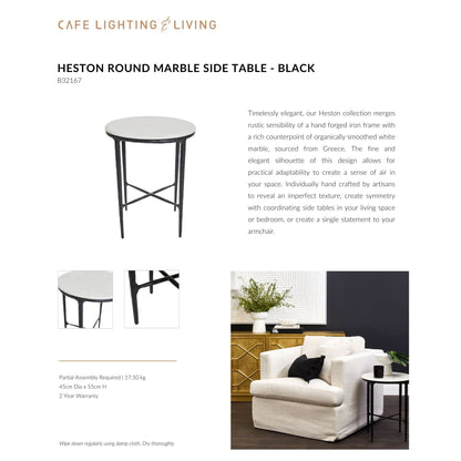 Heston Round Marble Side Table Side Table Cafe Lighting & Living
