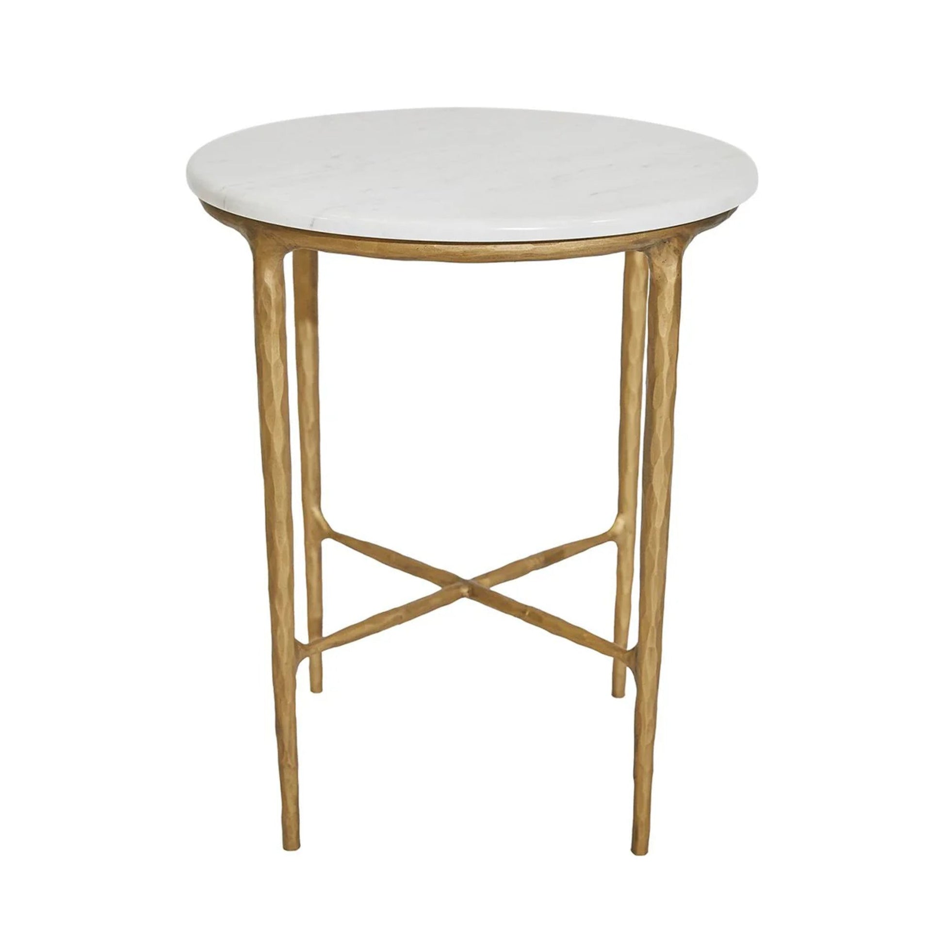 Heston Round Marble Side Table Side Table Cafe Lighting & Living Brass
