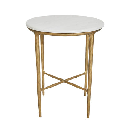Heston Round Marble Side Table Side Table Cafe Lighting & Living Brass