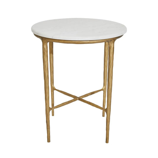 Heston Round Marble Side Table Side Table Cafe Lighting & Living Brass
