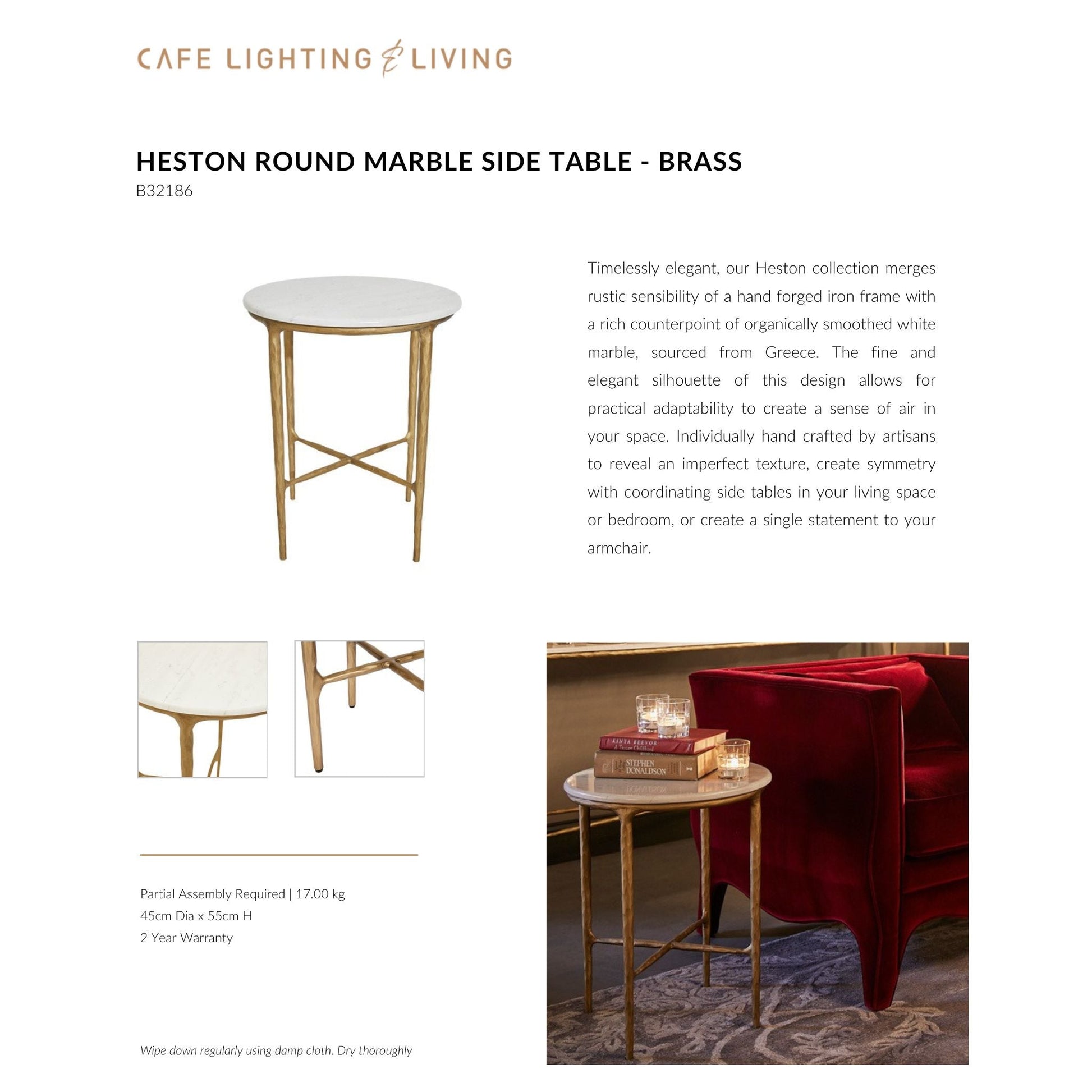 Heston Round Marble Side Table Side Table Cafe Lighting & Living