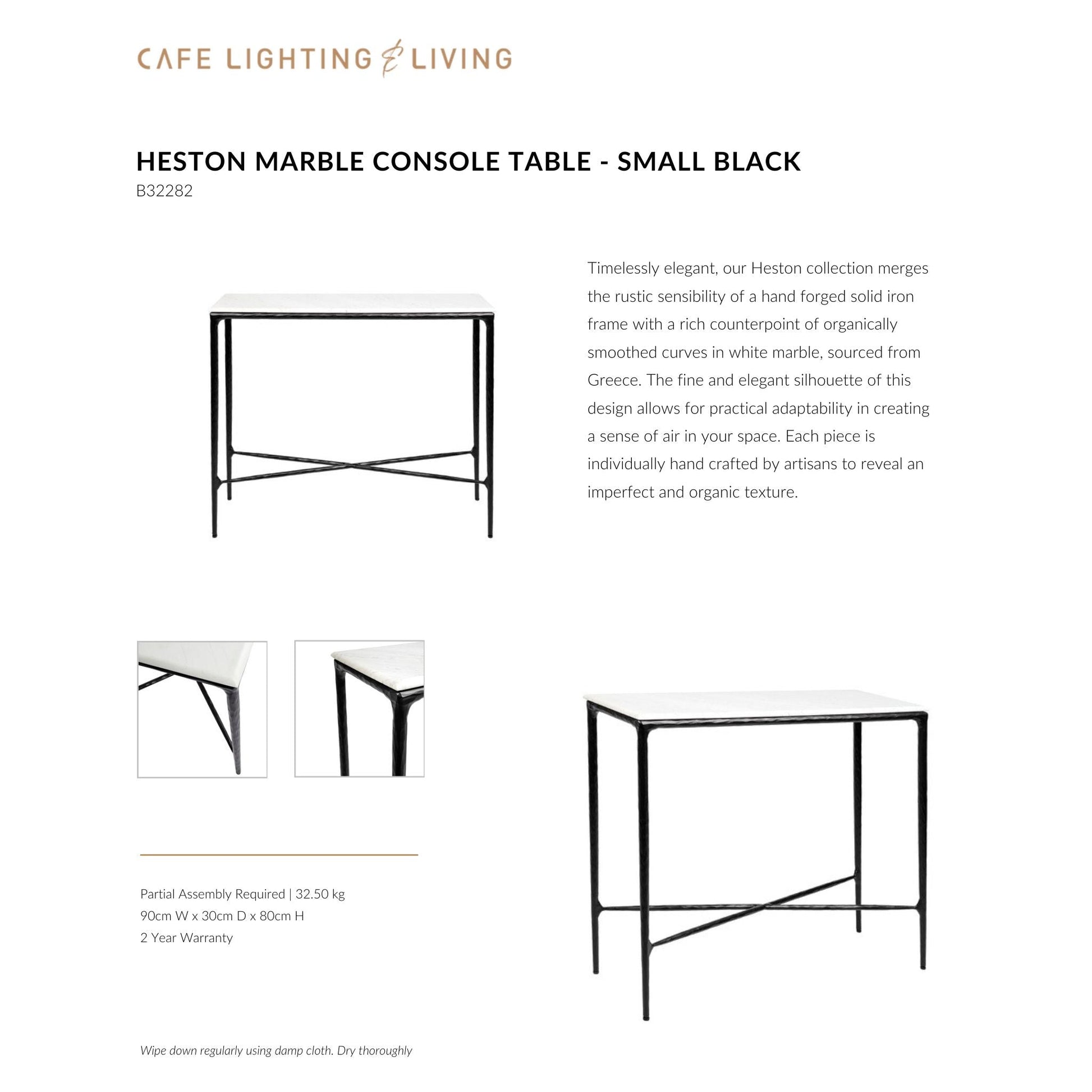 Heston Small Marble Console Table Console Table Cafe Lighting & Living