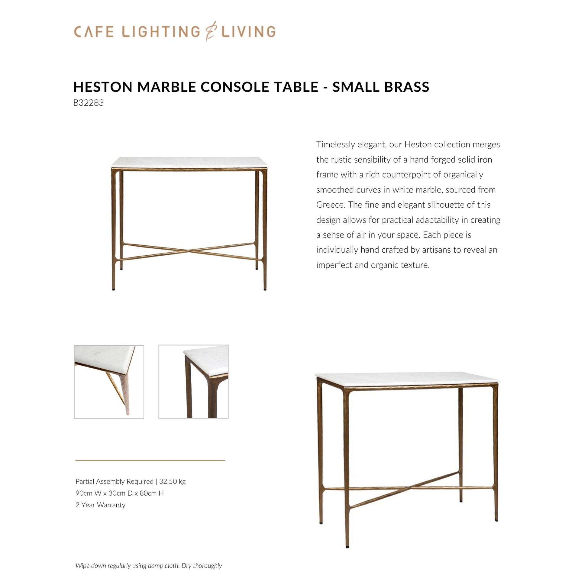 Heston Small Marble Console Table Console Table Cafe Lighting & Living