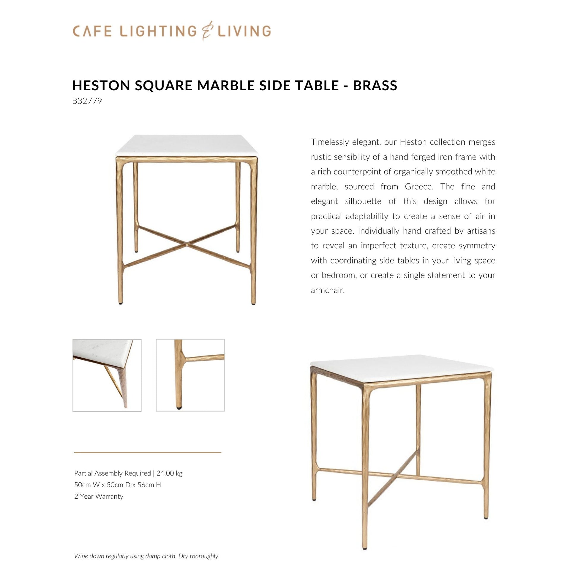 Heston Square Marble Side Table Side Table Cafe Lighting & Living