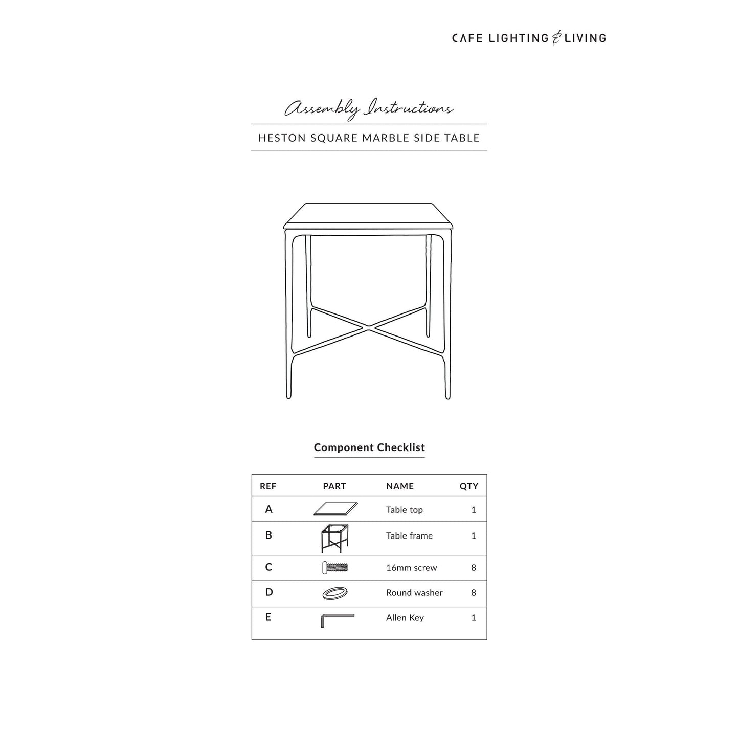 Heston Square Marble Side Table Side Table Cafe Lighting & Living