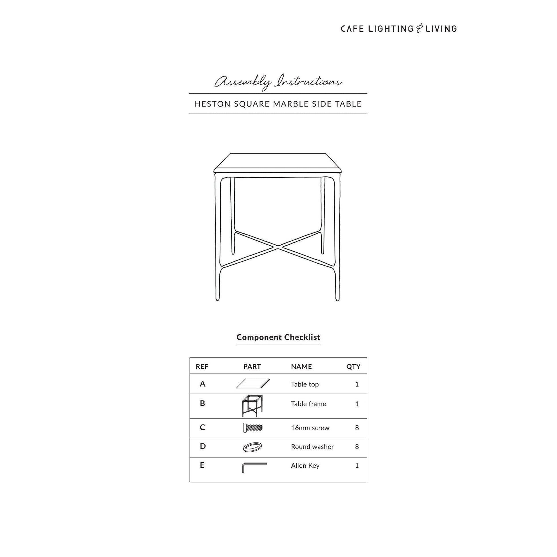 Heston Square Marble Side Table Side Table Cafe Lighting & Living