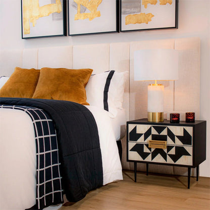 Huxley Bone Inlay Bedside Table - Black Bedside Table Cafe Lighting & Living   